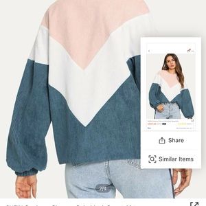 SHEIN corduroy chevron color lock sweater